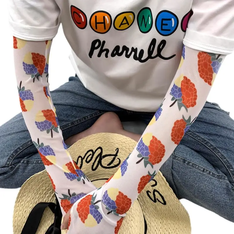 NO.14 Корейские Цветные Милые Мультяшные авокадо с фруктовым принтом, рукава для рук, женские, для девушек, летние, для улицы, для езды на велосипеде, охлаждающие, защита от солнца, перчатки - Цвет: NO.14