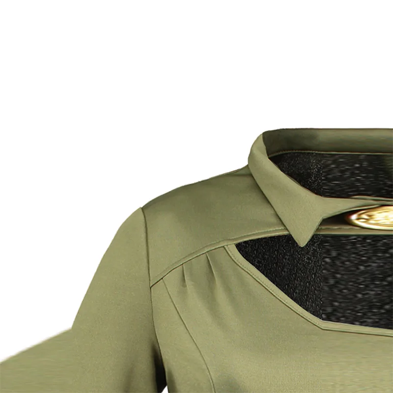 Sishot Женские винтажные платья 2017 Осень весна зеленый плотная сексуальный полые V