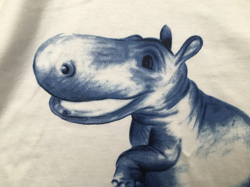 

New 2019 Men Little hippo gentleman T Shirts T-Shirt Hip Hop Skateboard Street Cotton T-Shirts Tee Top kenye S-XXL #K46