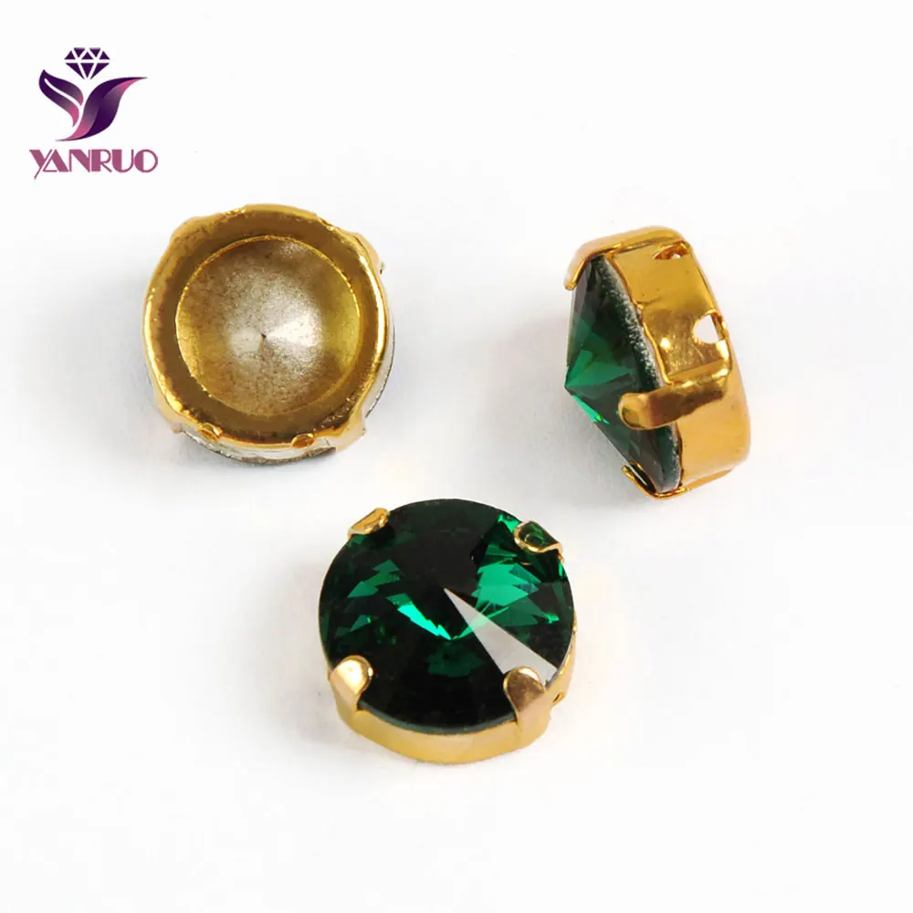 Emerald Gold Claw YANRUO 1122 модные Rivoli Камни коготь Установка Стразы Pointack Алмазный страз одежда для шитья искусство рукоделие - Цвет: Emerald Gold Claw