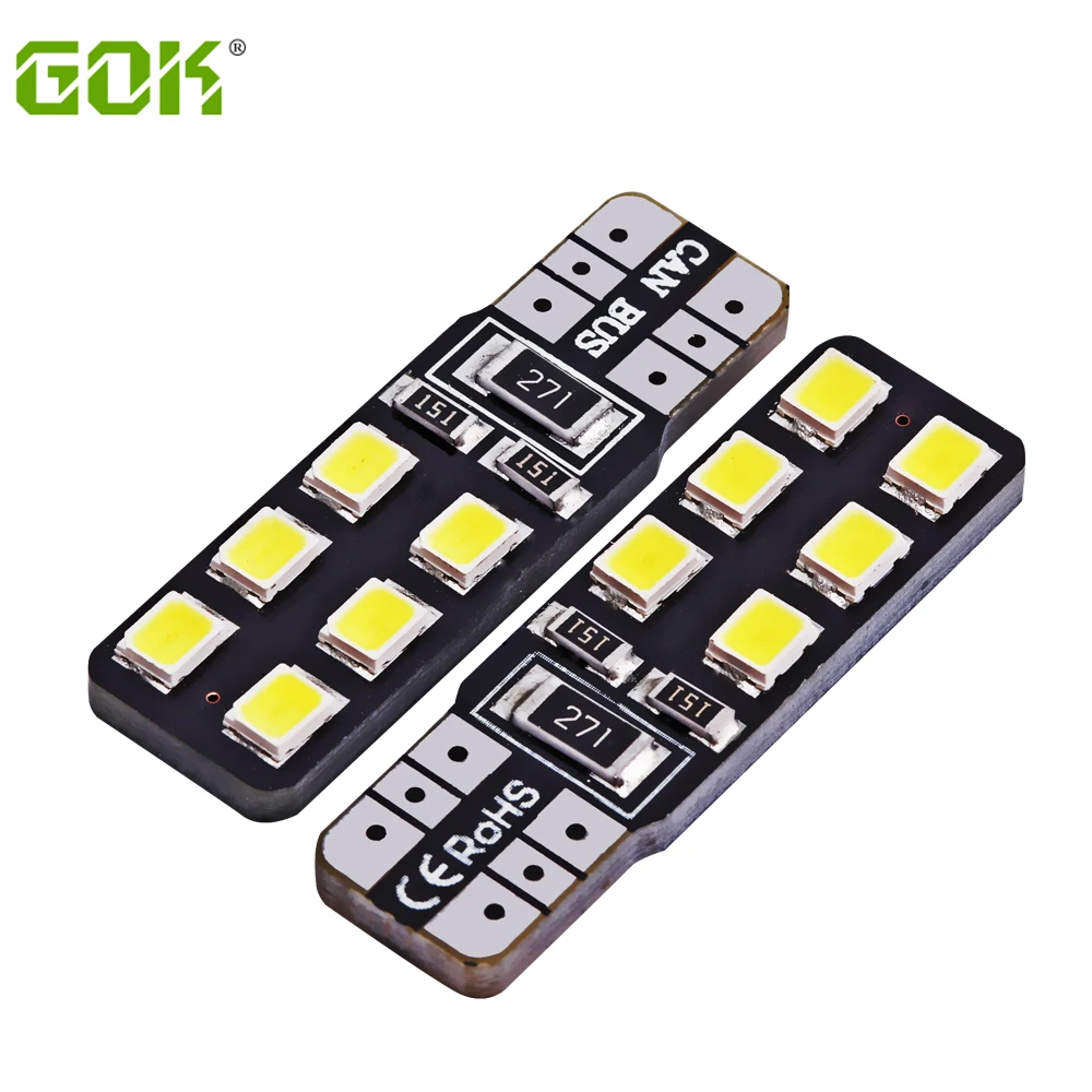 

50PCS/lot Car Auto LED T10 led canbus 194 W5W led Canbus t10 12smd 2835 LED Light Bulb No error Wedge Lights Parking Bulb