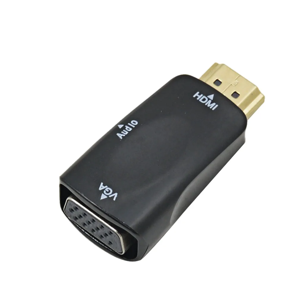 Black TISHRIC Мужской к женскому для HDMI к VGA конвертер с аудио кабелем для ПК ноутбук планшет поддержка 1080P HDTV адаптер - Цвет: Black