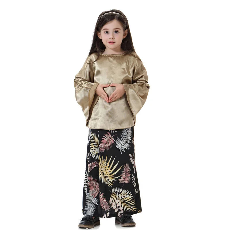 MISSJOY Abaya/Детское платье в Дубае сатиновое с рукавами летучая мышь для девочек