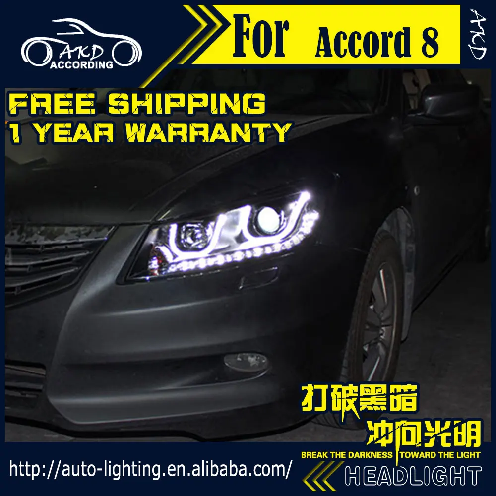 AKD автостайлинг фары для Honda Accord 2008 2012 светодиодный ные DRL H7 D2H Hid опция ангельский