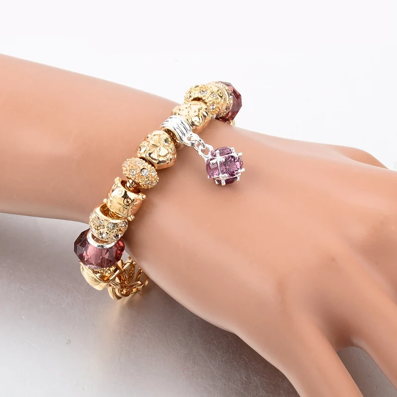 Женский браслет с кристаллами ATTRACTTO золотой из цепи роскошные украшения Sbr150331