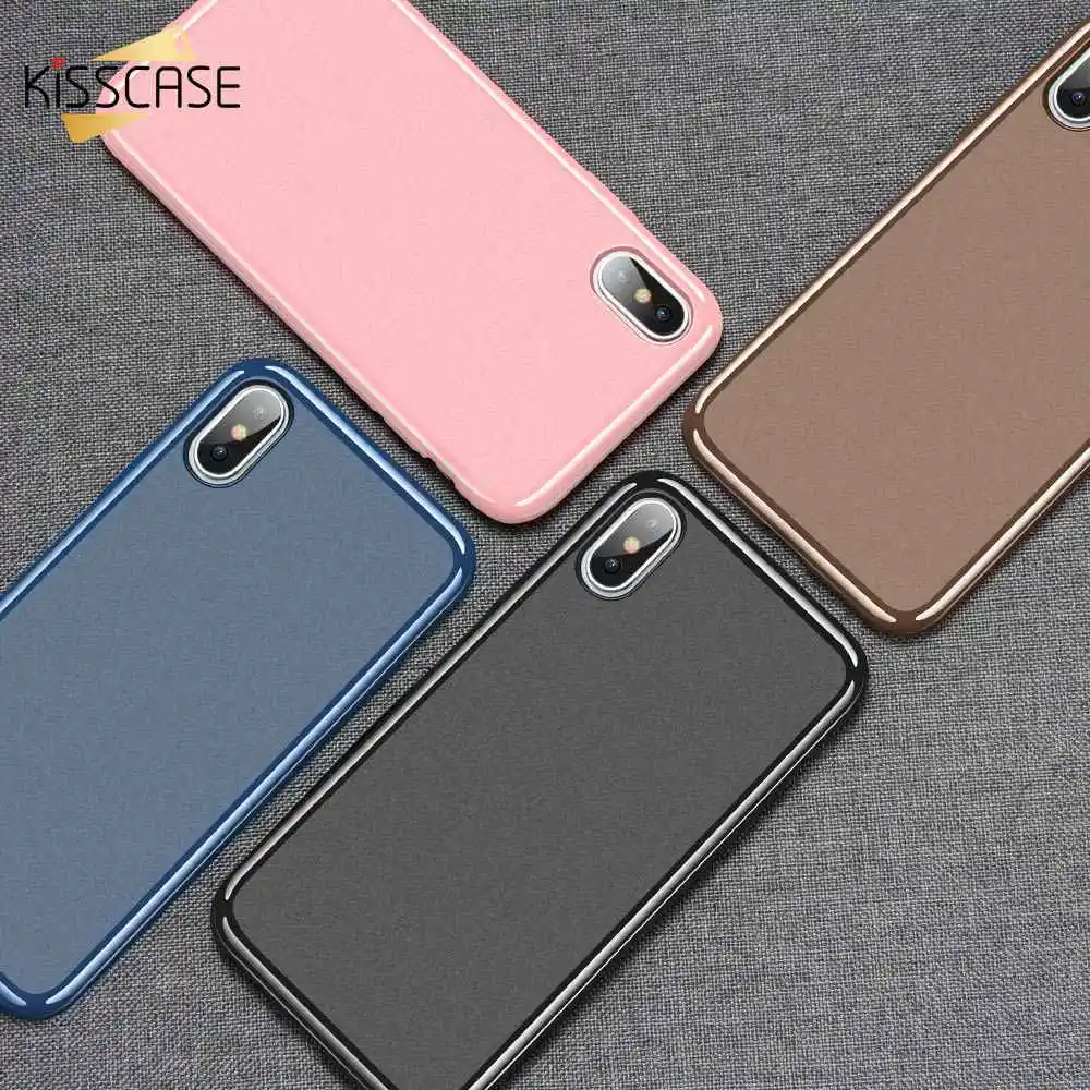 KISSCASE Мягкий ТПУ чехол для телефона iPhone 7 8 XS MAX XR 6S X карамельный цвет