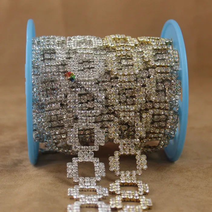 1 ярд квадратные алмазы чешский хрусталь стразы кружка цепочка Аппликация