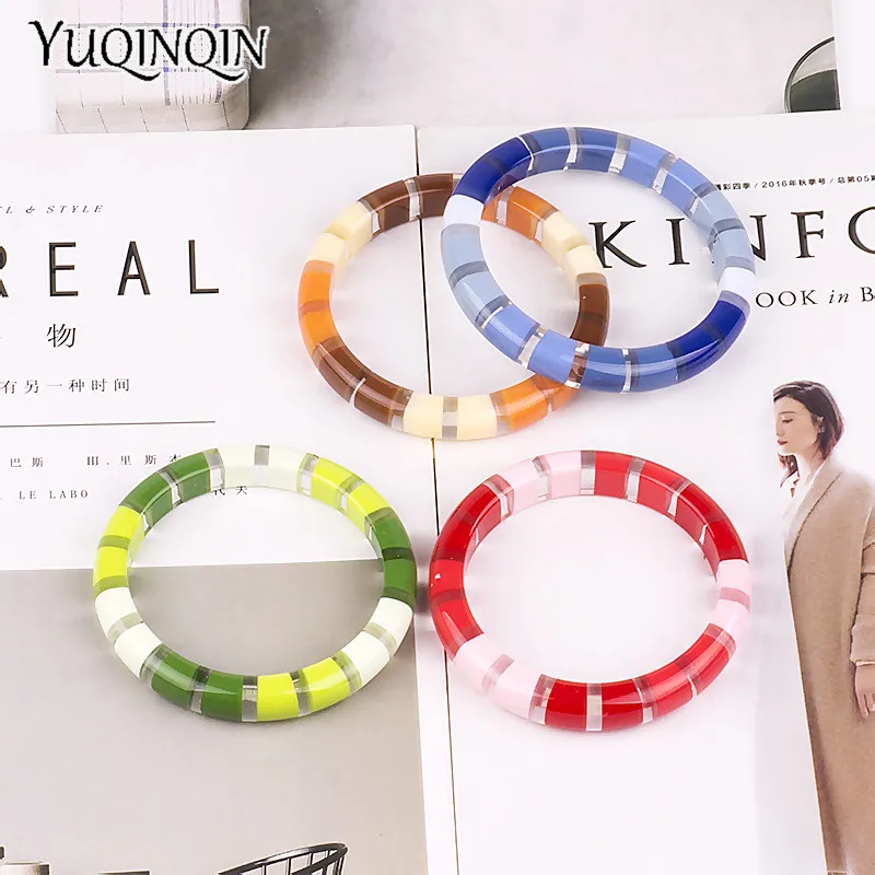 Винтажные акриловые подвески манжеты модные браслеты для женщин полосатый