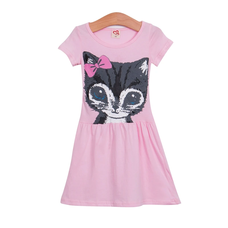 Милые платья для девочек с рисунком кота летнее платье маленьких вечерние чные