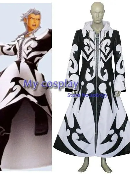 

Костюм для косплея Xemnas из аниме «Королевство сердца», Крутое Мужское пальто для Хэллоуина, костюмы для косплея ролевых вечеринок, тату, курт...