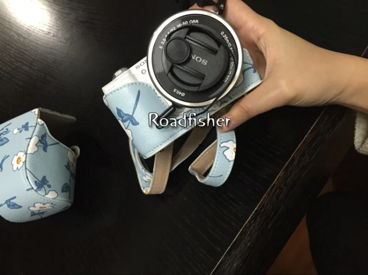 Roadfisher синяя сумка для камеры из искусственной кожи чехол-накладка ремень подходит для sony A6000 A6300 A5000 A5100 5R/T RX100M3 RX100M4 16-50 мм