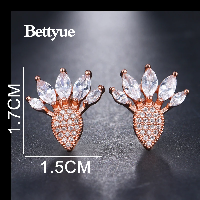 Женские серьги гвоздики Bettyue модные 3 вида цветов высокого качества с кубическим