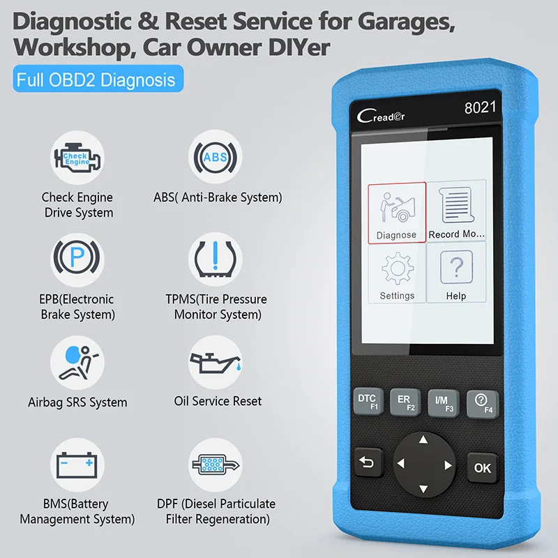 Старт Creader CR8021 OBD2 автомобильной сканер DPF масла Услуги BMS EPB ABS SRS сброс Check полный