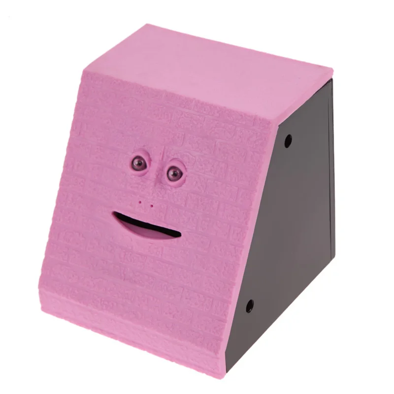 Улыбка счастливы розовый кирпичной лица банк сохранение датчик монета деньги