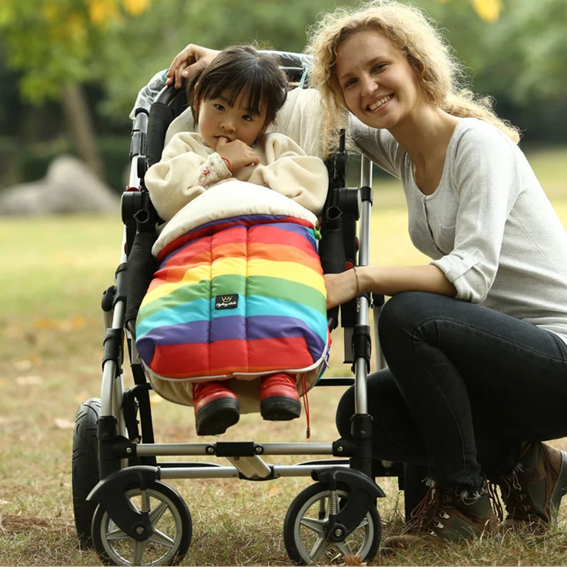 Baby Stroller Sleeping Bag Newborn Warm Rainbow Winter Envelope For Pram Kids Toddler Sleep Sack Swaddle Cart Set Bedding |