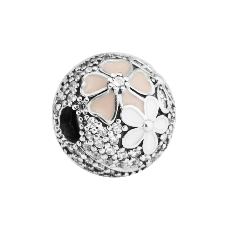 

Подходит для браслетов Pandora Charms 100% 925 пробы-серебряные ювелирные изделия, бусины-зажимы в виде поэтических цветов с смешанной эмалью, беспла...