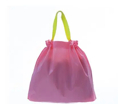Pink Печатный логотип(минимальный заказ 300 шт) Большая пластиковая подарочная упаковка для одежды хозяйственная сумка с Кулиской пластиковая подарочная сумка с ручками - Цвет: Pink