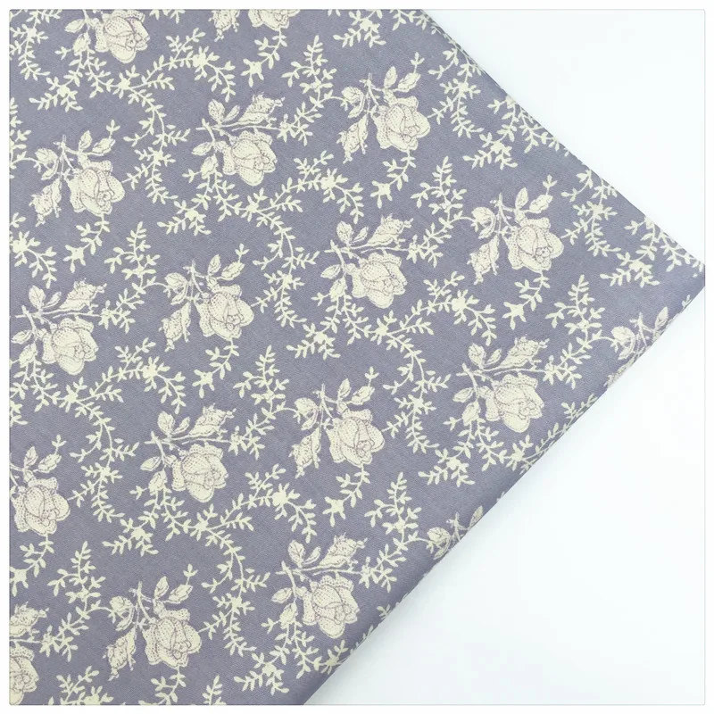 Syunss серая задняя сторона ретро роза печатная хлопчатобумажная ткань DIY Лоскутная