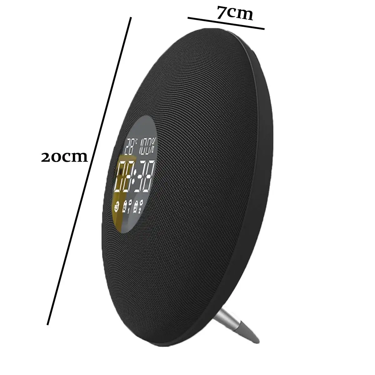 Черный Будильник с fm-радио 10 Вт 3600 мАч беспроводной bluetooth Дополнительный вход громкоговорителя tf музыкальный проигрыватель в реальном времени температуры окружающей среды дисплей