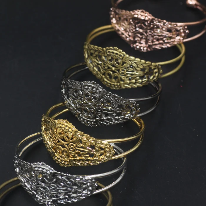 10 шт./лот винтажный смешанный цветной матовый пустой браслет двойной филигранный