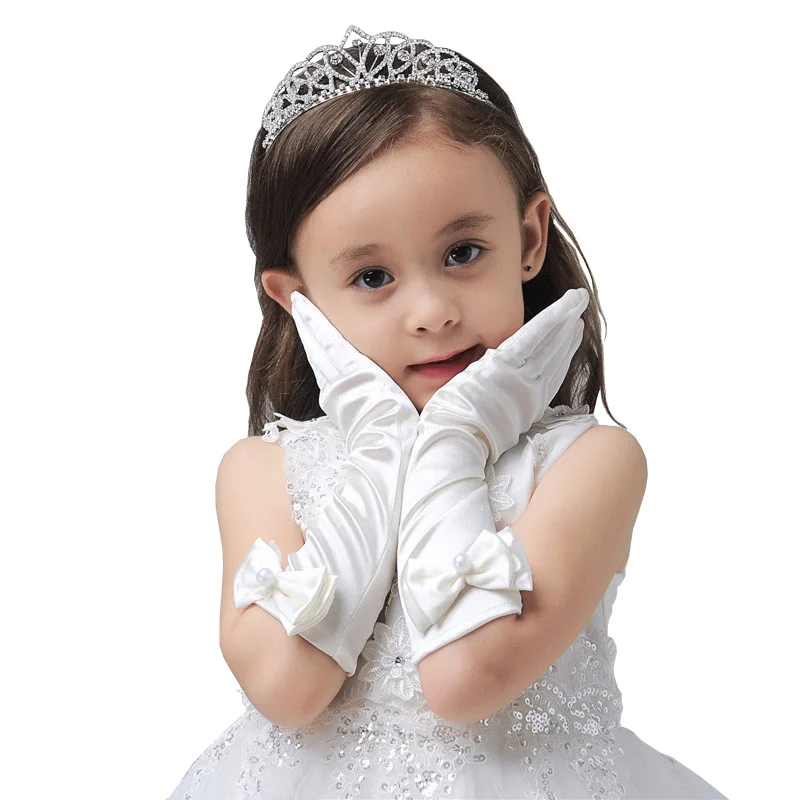 White girls gloves Детские перчатки и варежки для младенцев детский день танца профессиональные перчатки для принцессы, для девочек Весна-осень-зима белая или синяя рубашка с длинными перчатки - Цвет: White girls gloves