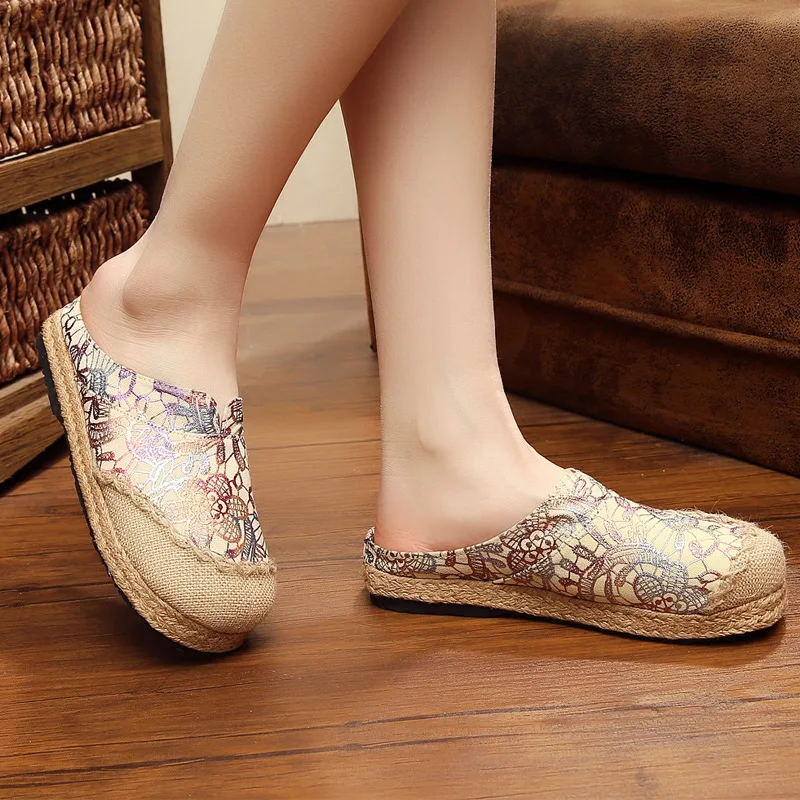 

Women Cute Round Toe Spring Flat Shoes Lady Casual Comfortable Summer Red Slippers Zapatos De Mujer Sweet Hemp Shoes G2153