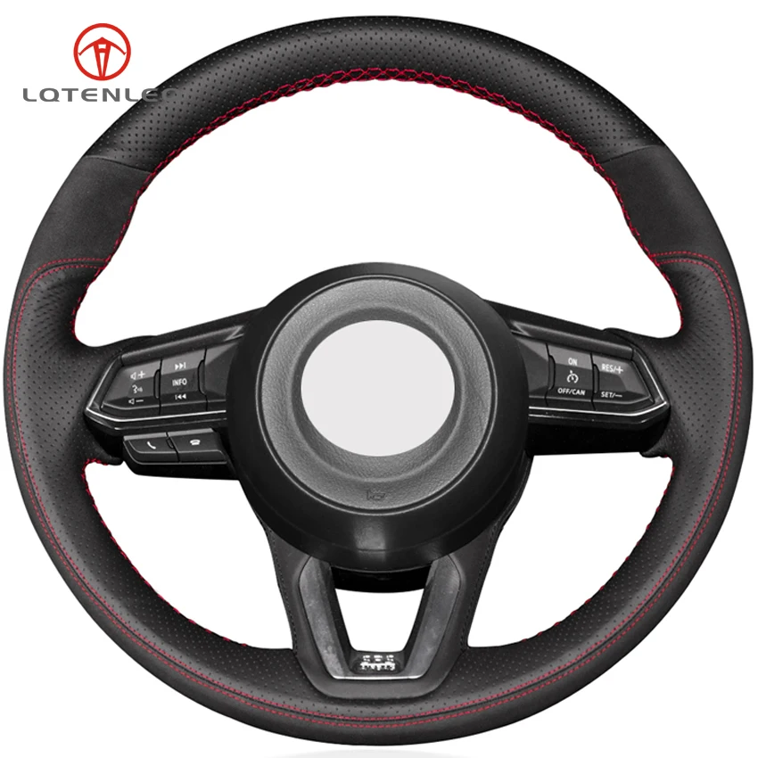 LQTENLEO черная замша кожа Руль Обложка для Mazda 3 Axela- Mazda 6 Atenza- CX-3 CX-4 CX-5 CX-8 CX-9