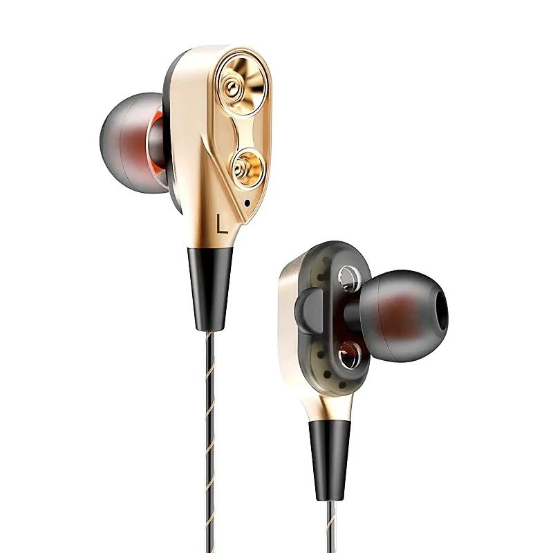 HI-FI In-ear Bass Dual Drive Wired earphones Stereo headset headphones wire with mic 3.5MM for phone xiaomi huawei iphone | Электроника