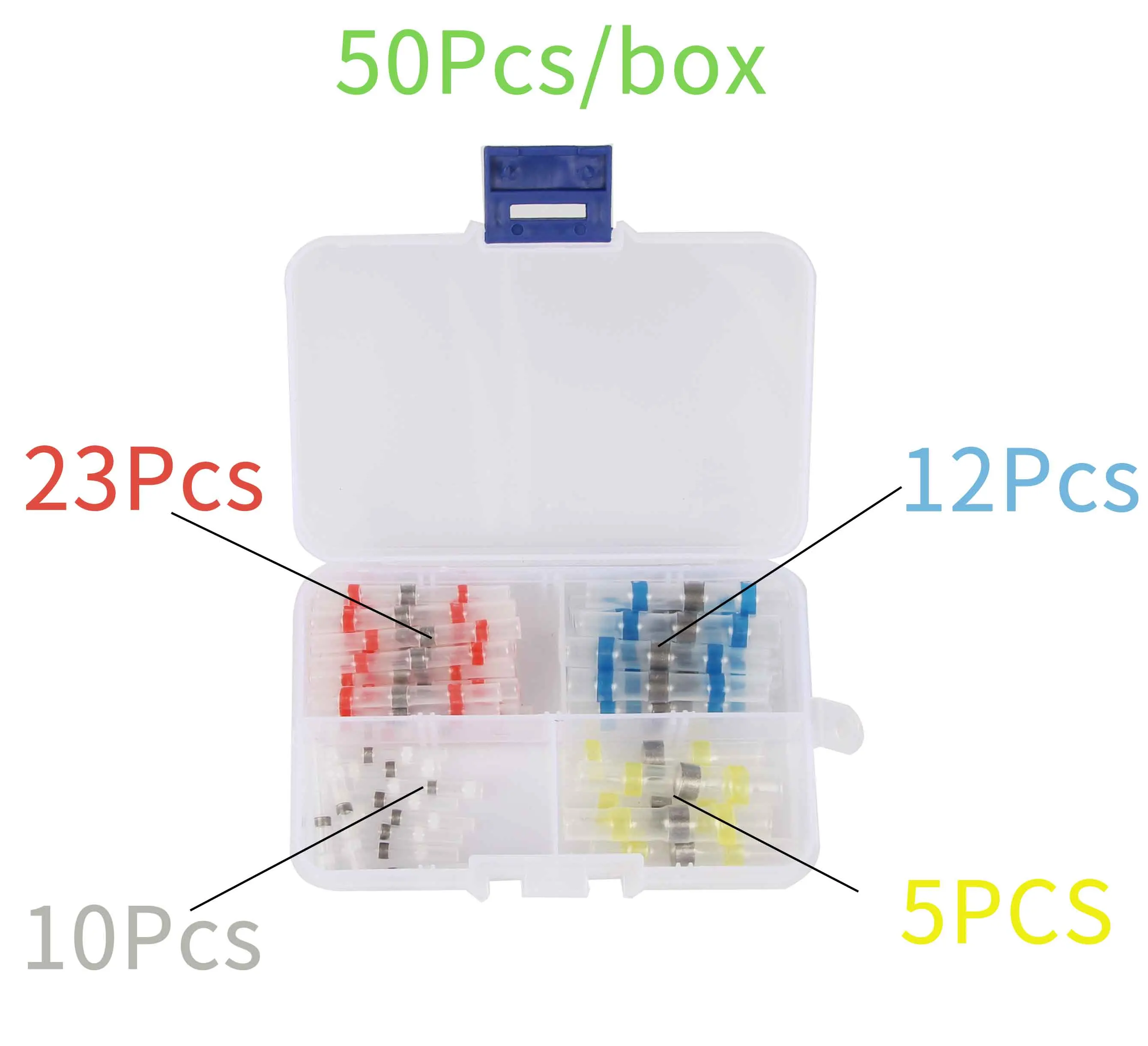 50Pcs-Box 50 100 200 250 шт Термоусадочные Припоя рукава стыковые провода соединитель водонепроницаемый терминалы набор для автомобиля Авто Лодка дом - Цвет: 50Pcs-Box
