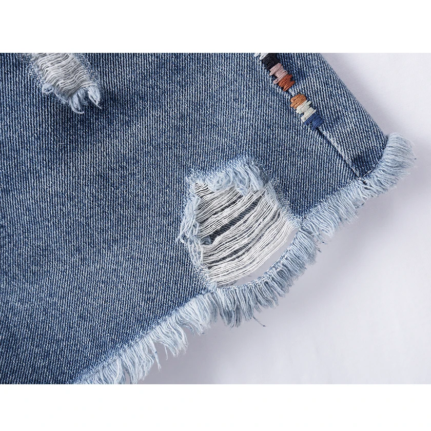 Новое поступление женские рваные джинсовые шорты с вышивкой свободные