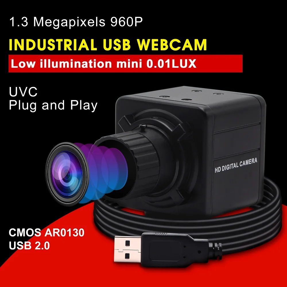 Камера с малым освещением 1.3MP 960P AR0130 CMOS CS Mount Lens промышленная мини-USB видеокамера UVC