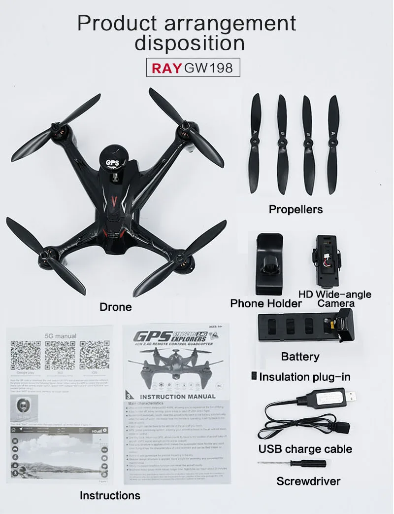Global Drone GW198 5G WiFi FPV Бесщеточный Радиоуправляемый квадрокоптер gps Дрон Hover дроны следуем за мной Дрон с HD камерой