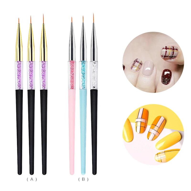 3 шт./компл. кисть для рисования ручка со стразами в полоску цветочный дизайн