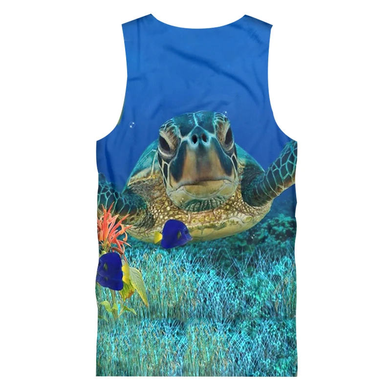 OGKB майки мужские горячие тренажерные залы 3D жилет принт черепаха повседневная