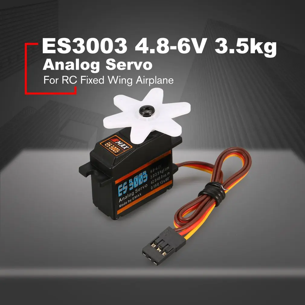 EMAX аналоговый пластиковый сервопривод ES3003 4 8 V 6 3 5 kg 0 15/0 13 s/60 градусов для RC FPV