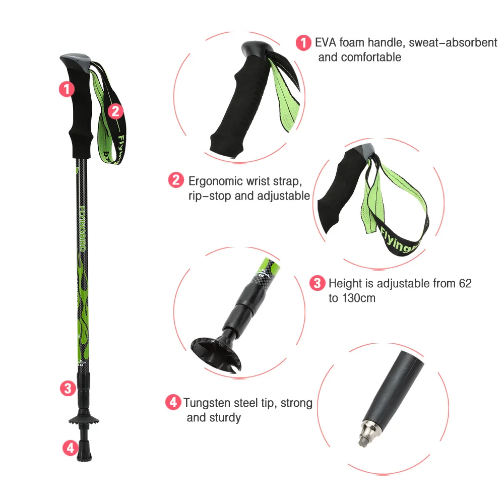 Телескопическая походная Тройная палка из углеродного волокна легкая