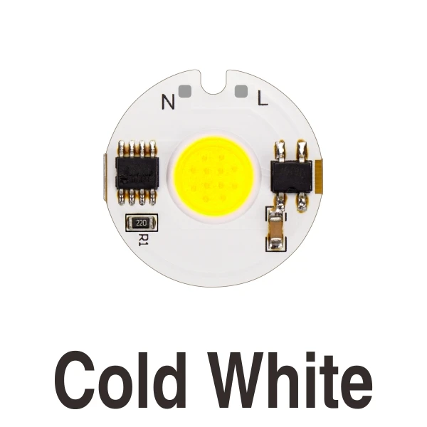 Cold White 5 шт. светодиодный светильник COB 12 Вт, 9 Вт, 7 Вт, 5 Вт, 3 Вт, переменный ток, 220 В, умный IC дневной холодный и теплый белый светильник для выращивания, сделай сам, Светодиодный точечный светильник, прожектор, светильник - Испускаемый цвет: Cold White