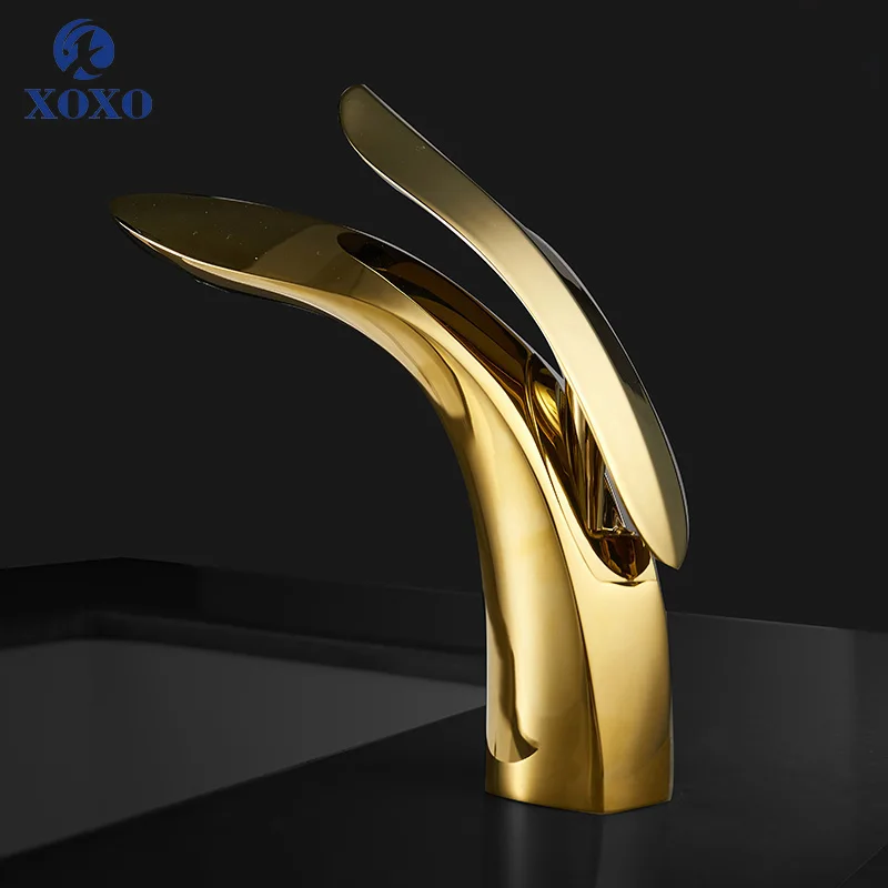 Смеситель для раковины смеситель в ванной комнате с одной ручкой Золотой