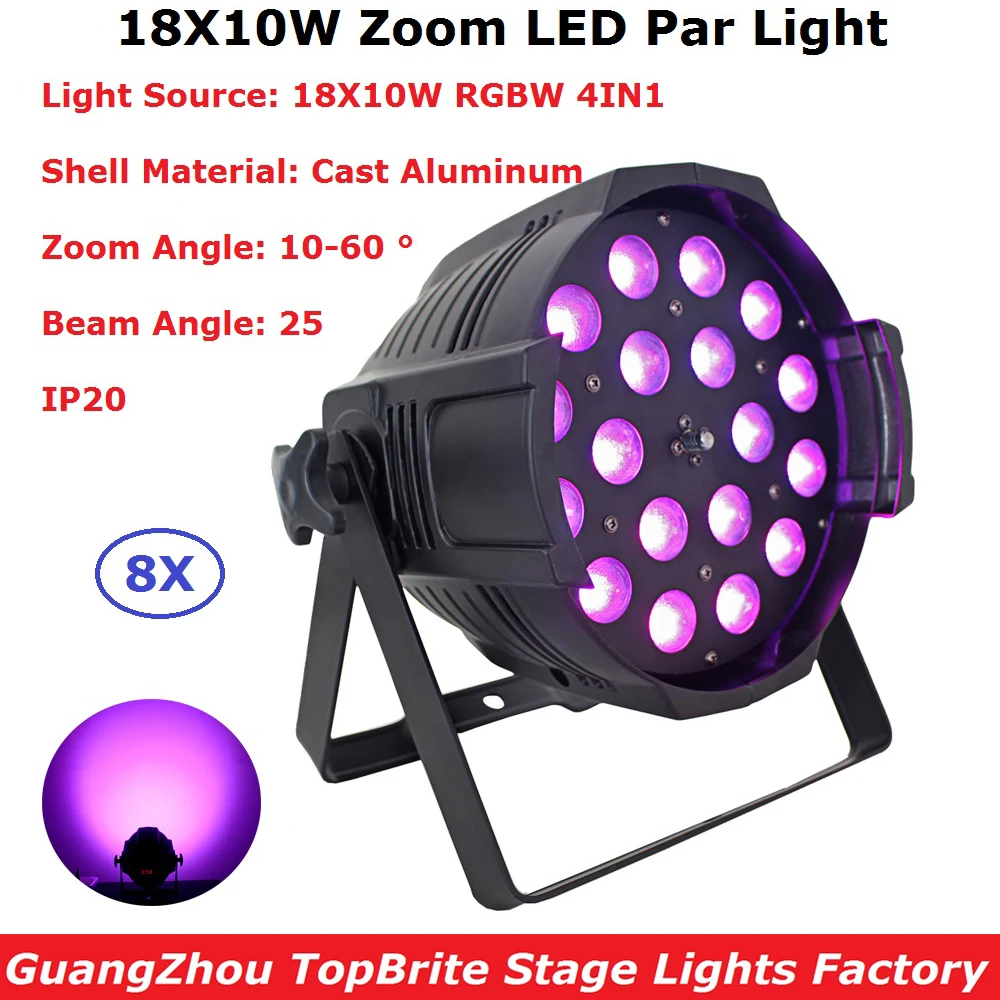 8В1 картонная посылка для помещений из алюминия Par Lights 18X10W RGBW четырехцветный