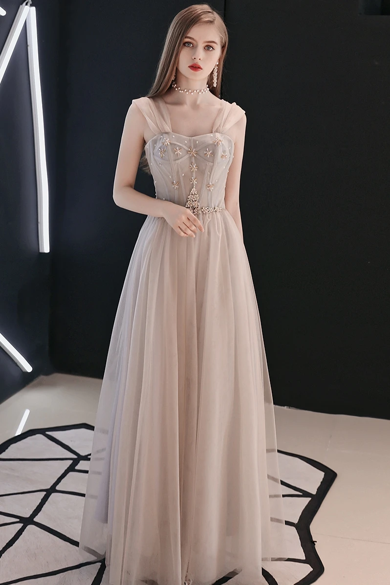 SSYfashion элегантные вечерние платья из тюля на бретелях со шнуровкой сзади в пол Длинные вечерние платья под заказ вечернее платье Robe De Soiree