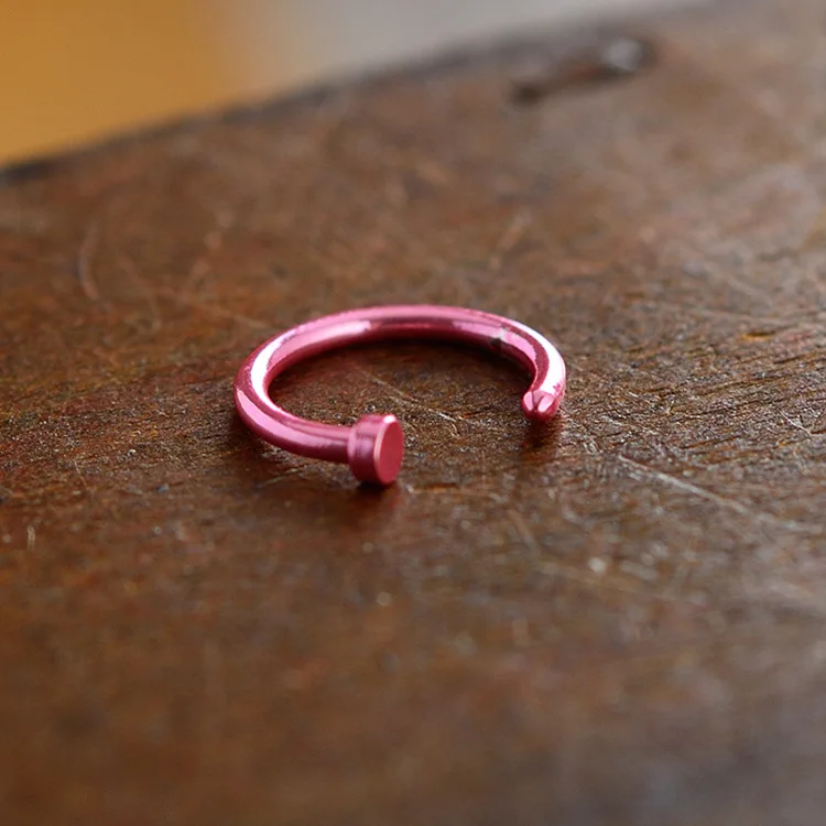 Pink Модный милый поддельный пирсинг из медицинской титана кольцо для носа для женщин из нержавеющей стали зажим для тела перегородка ювелирные изделия для девушек вечерние подарки - Окраска металла: Pink