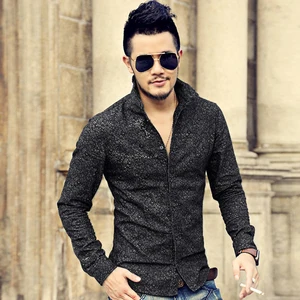 Мужская джинсовая рубашка с длинным рукавом, с 3d принтом