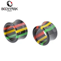 body punk classic jewelry acrylic stripe tunnel body piercing jewelry 1 pair ear plugs and tunnels jewelry plg 139