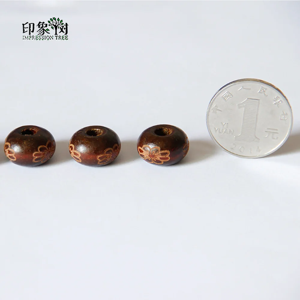 50 шт./лот 9,5*15 мм дешевые модные натуральные деревянные Цветочные Резные бусины для Abacus DIY браслет ожерелье ювелирные изделия задатки 224
