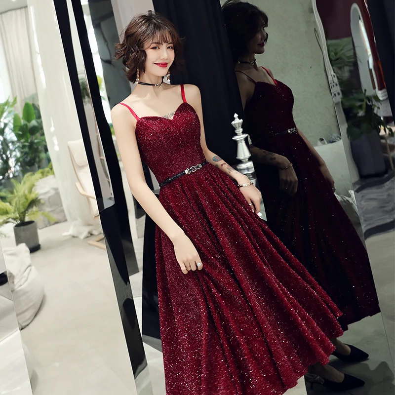 2021 Vestido De Festa Новый дизайн сексуальное Официальное Платье бордовое милое длинное