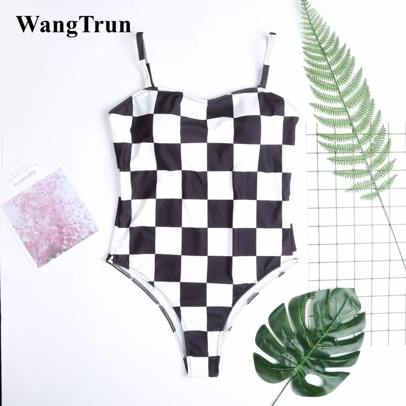 WangTrun Push Up Для женщин купальник плед Одна деталь купальники боди Ретро Монокини 2019