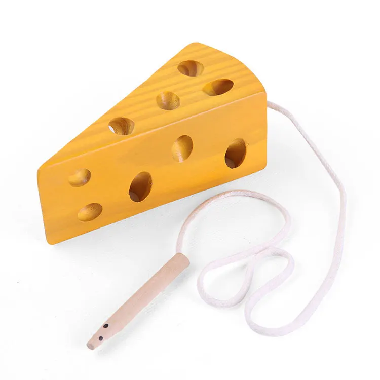 Cheese Small Детская Деревянная Игрушка-пазл игра для резьбы насекомые одежда веревка переплетение червь едят для фруктов яблок копия ранние детские игрушки детские - Цвет: Cheese Small