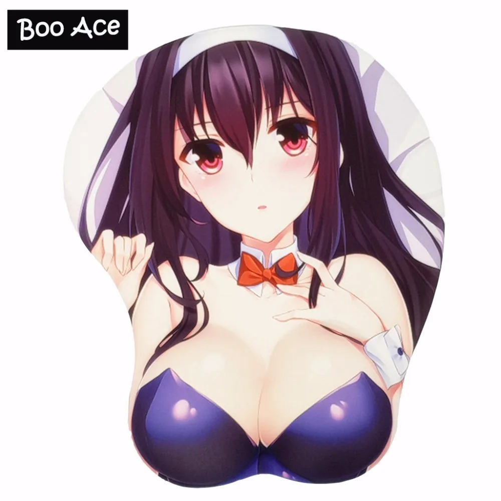 Коврик для мыши Kasumigaoka Utaha с аниме 3D Boobs силиконовым гелевым упором на запястье