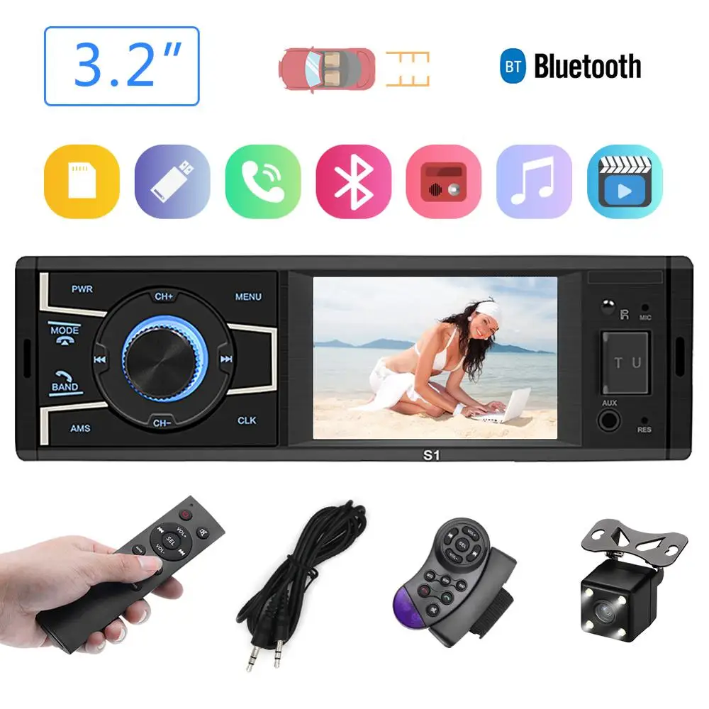 Новое автомобильное радио 1 din FM радио авто аудио стерео приемник Bluetooth Авторадио Поддержка камеры заднего вида рулевое колесо управление