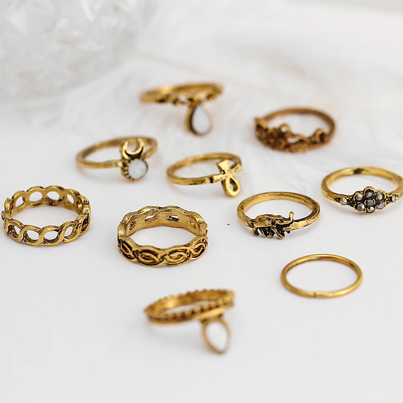 10 шт. панк винтажные женские кольца для суставов палец Племенной этнический